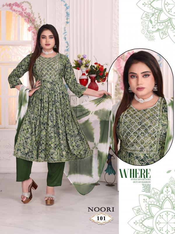 Ft Noori Vol 1 Rayon Printed Kurti Bottom With Dupatta